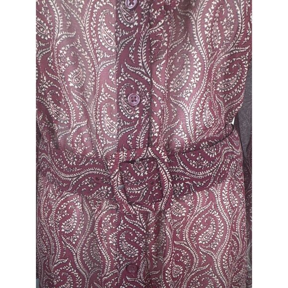 Banana Republic Large Burgundy Paisley Button-Down Midi Ruffle Collar - Picture 9 of 13